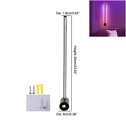 Drelux Modern Wall Lamp, Rgb Led Dimmable Lighting, 24 Inch Length, Wall Light Sconce With Plug-In Cord, App Controlled And On/Off Switch, Black Aluminum Mount Frame For Bedroom Living Room (12) #TOP4