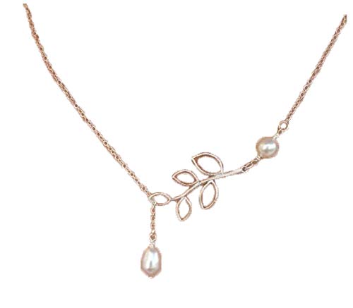 Chaîne de clavicule feuille et perles, cadeau idéal pour femme