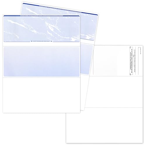 Papier de sécurité Quickbooks pour ordinateur avec fond marbre bleu haut de gamme en 250 feuilles