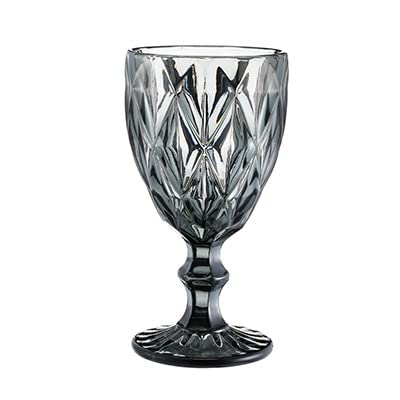 Retro Embossed Wine Glass European Style Thicken Goblet Wedding Bar Home Restaurant Glass Cup Gifts (Capacity : 300ML, Color : E)