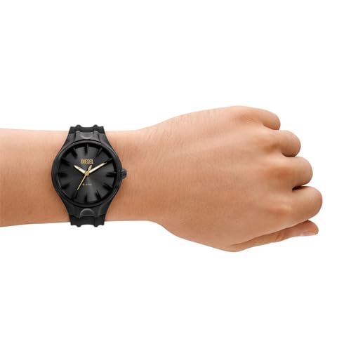 Image of Diesel Silicone Analog Black Dial Men's Watch-Dz2217, Band Color:Black