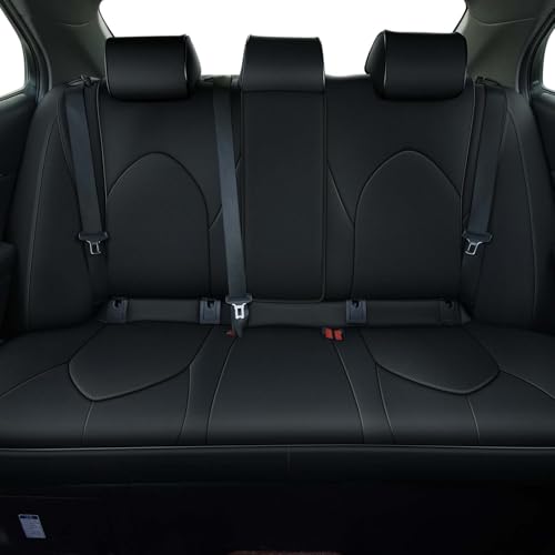 Image of AOMSAZTO Custom Fit Seat Covers for Toyota Camry 2020 2021 2022 2023 2024 (TRD) Leather Camry Seat Protector Full Set Black