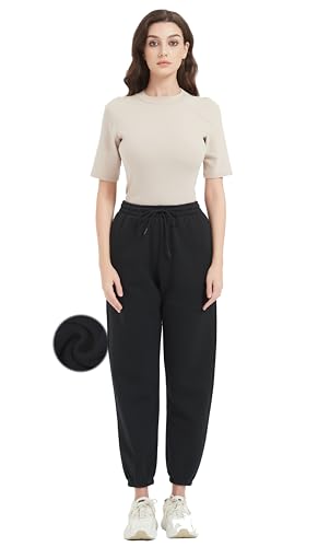 Image of Tronjori Womens High Waisted Pull on Baggy Fleece Lined Sweatpants Fall Winter Athletic Joggers Lounge Trousers Cinch Bottom