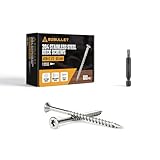 BZBULLET #10 × 2 1/2 inch 304 Stainless Steel Deck Screws Wood Screws, Flat Head T25 Star Drive, Type 17 Auger Tip with a Free T25 Star Drive Bit for All Outdoor Wood Construction 100Pcs