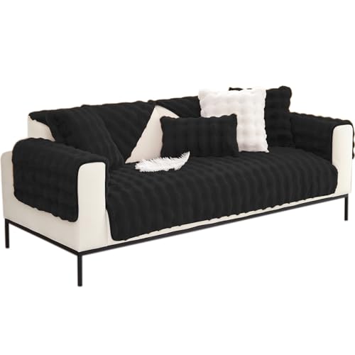 Housse de canapé peluche lapin noire protège votre divan des animaux - 2