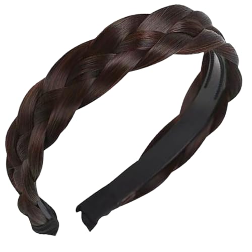 Bandeau tressé, bandeau tressé de cheveux larges d'apparence naturelle avec des dents, postiche élastique pour filles et femmes