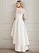 WinKitor Satin High Low Wedding Dresses for Bride 2025 Scoop Lace Appliques 3/4 Sleeves Boho Bridal Gowns WE001