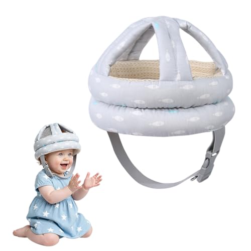 Casque premiers pas pour bébé, casque premiers pas pour enfants de 6 à 36 mois, casque anti-chute pour bébé, respirant et sûr (gris)