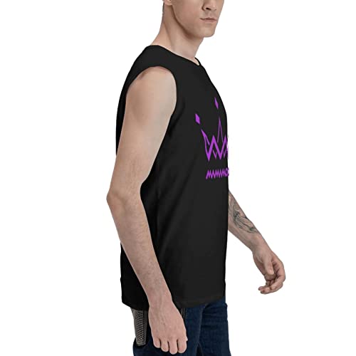Emerze Kpop Mamamoo Logo Tank Tops Mens Summer Crew Neck Fashion Casual Cotton Sleeveless Exercise Vest Black #TOP2