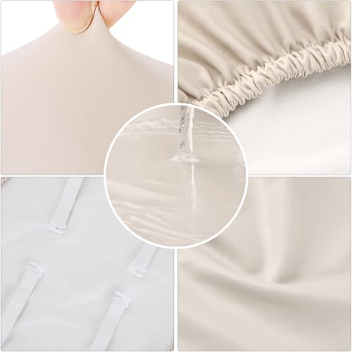 Image of YISUN Waterproof Chair Seat Covers Set of 4, Pu Leather Dining Room Chair Covers, Stretch Chair Cover for Dining Room Chair Protector Slipcover for Kitchen, Hotel (4, Pu Pale Beige)