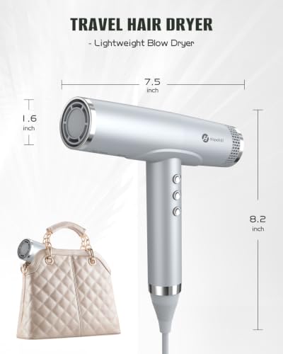Image of slopehill Ionic High-Speed Hair Dryer,Professinoal Lightweight Travel Dryer | 2000W Fast Drying Blow Dryer, Quiet Low Noise, Portable, Women Men, 3 Attachments Diffuser for curly hair, Compact Salon