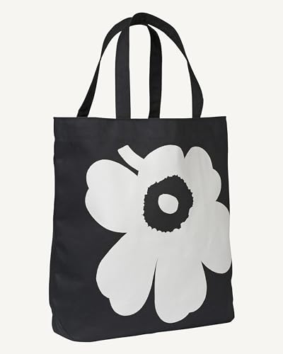 Bolso Tote Torna Unikko de Algodón Negro y Blanco miniatura 4