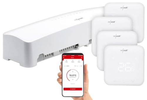 revolt Raumthermostat 230V: WLAN-Fußbodenheizungs-Controller-Steuerung mit 4 Thermostaten und App (Fußbodenheizung Thermostat Wasser, Fußbodenheizung Steuerungen Sets, Zeitschaltuhr)