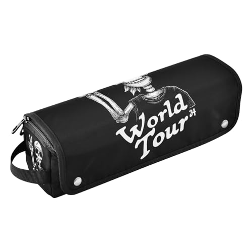 Bolsa de viaje para herramientas de cabello calientes con estera para plancha y compartimento doble para planchas, rizadores y estilizadores, diseño Peace Sign Skull miniatura 1