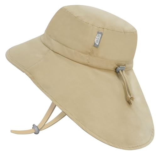 Jan & Jul Sommer Bade Sonnenhut für Kleinkinder 100% Baumwolle (L: 2-5 Jahre Olive Khaki)