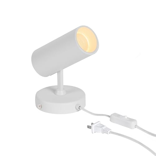 Aisilan LED Plug in Spotlight Adjustable Angle CRI 97 On/Off Switch Desk or Wall Mount Uplight Spot for Plants Loft Gallery Bedroom Floor Background Warm White 12W COB Chip Aisilan LED Plug in Spotlight Adjustable Angle CRI 97 On/Off Switch Desk or Wall Mount Uplight Spot for Plants Loft Gallery Bedroom Floor Background Warm White 12W COB Chip