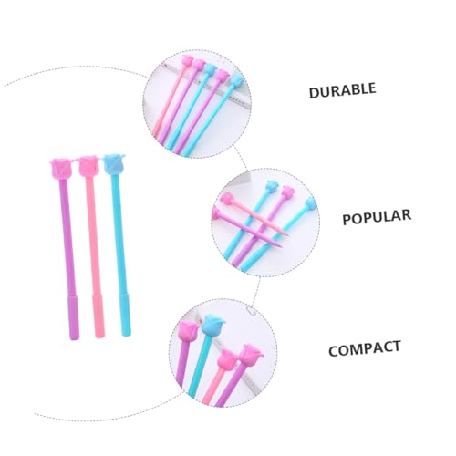 Baluue 12 bolígrafos de tinta gel 0.5mm flor rosa miniatura 3