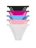 Victoria's Secret Bikini Underwear for Women, Lace Fabric, 5 Pack, Multi (M)