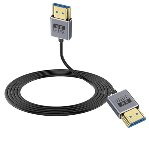 Duttek Cavo HDMI 2.1 8K, cavo HDMI maschio a maschio, larghezza di banda ultra alta velocità 48 Gbps, cavo HDMI ultra sottile OD2,5 mm, supporto 8K a 60Hz, 4K a 240Hz, HDR dinamico, eARC, per GH5S,