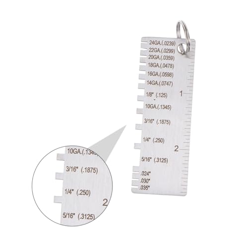2 piezas Calibrador de espesor de soldadura de acero inoxidable Medidor de grosor de chapa metálica para inspección precisa de espesor de metal Diseño compacto con llavero para fácil transporte miniatura 3