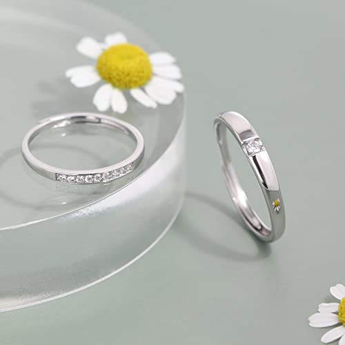 Meissa Personalized Couple Rings For Men And Women Simple Diamond Couple Bands Matching Promise Engagement Wedding Ring Size Adjustable (Set Of Two Rings) #TOP3