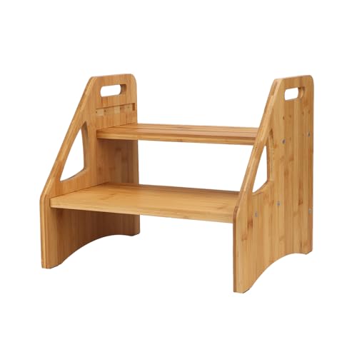 BigKing Multifuncional Caminante, Caminante de Madera Natural, Caminata a 2 escalones, apto para fregaderos de cocina, inodoros de baño, estantes