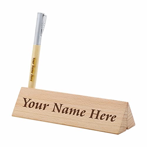 Personalised Desk Name Plate with Wooden Pen