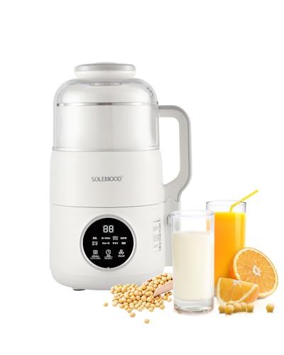 【楽しく豆乳作り】 SOLEMOOD 豆乳メーカー 自動調理ポット 多機能スープメーカー ヨーグルト製作機能付き 大容量 約1L 33レシピ 予約機能付き 上下カップ式 刃物まで洗浄可能 全自動 高温洗浄 乾燥豆もOK 濾過不要 ポタージュ 洗いやすい 多機能 レシピ本付き 離乳食 おかゆ 加熱式 業務/家庭用 (クリームホワイト)