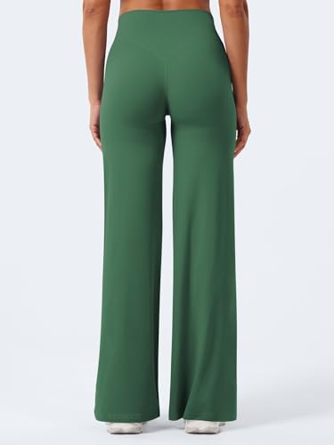 YEOREO Workout Leggings Womens No Front Seam Straight Leggings 31.5" High Waist Buttery Eddiy Gym Yoga Pants Dark Green S - 3