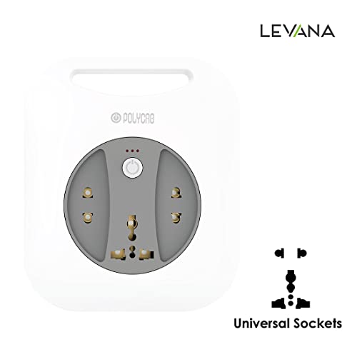 Image of Polycab 6A 2 PIN G-Square Flex Box with 4 Meter Power Cord For Home & Office Use With Surge Protection Socket For Computer & Laptop (White)