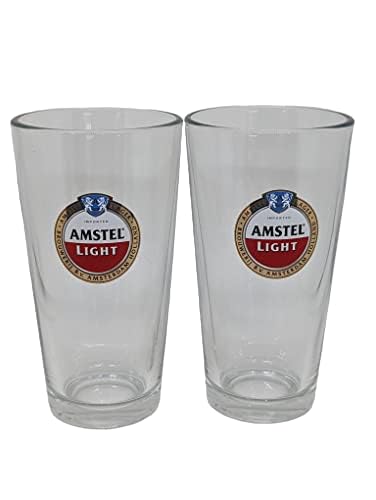 Amazon.com | Amstel Light 24 K Gold Rimmed Pint Glass | Set of 2 Glasses:  Beer Glasses: Beer Glasses