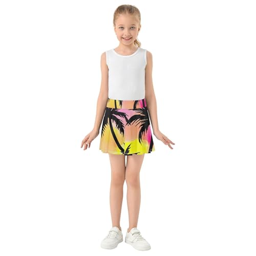 Joisal Tennis Skirts Toddler Black Palm Trees Watercolor Athletic Shorts Girls Skorts Pink Cute Teen Skirt 4t3