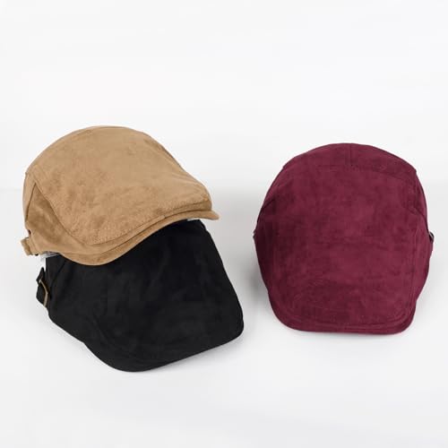 Image of 3Pcs Men's Newsboy Caps Cotton Cooling Hat Adjustable Flat Cap for Men