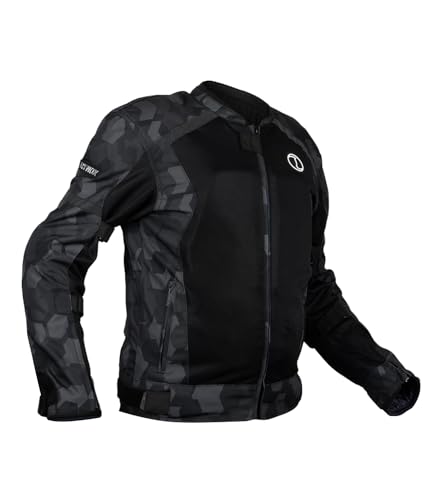 Image of Rynox Urban X Jacket - Mesh Motorcycle Riding St|ard Length Jacket | Impact Protection | Abrasion Resistance - Dark Hex Camo Black, Small