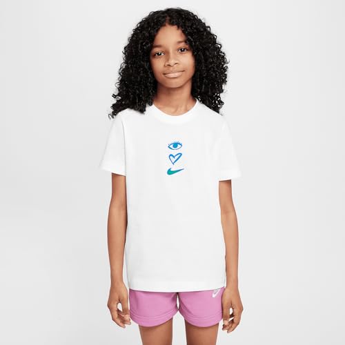 Nike Sportswear Big Kids' T-Shirt (White, HM5859-100)2