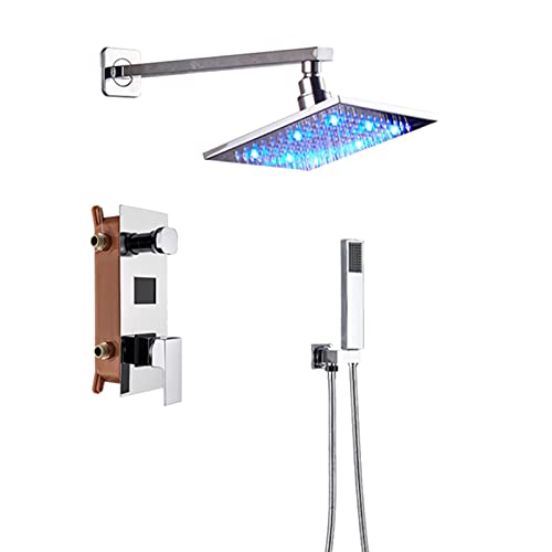 Système de douche à main contre le manque de pression avec tête carrée led