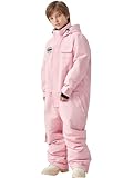 WOWULOVELY One Piece Snow Suit for Kids Toddler Girls and Boys Snowsuit Waterproof Insulated Winter Jumpsuit Coveralls Snowboard Suit Pink size 12