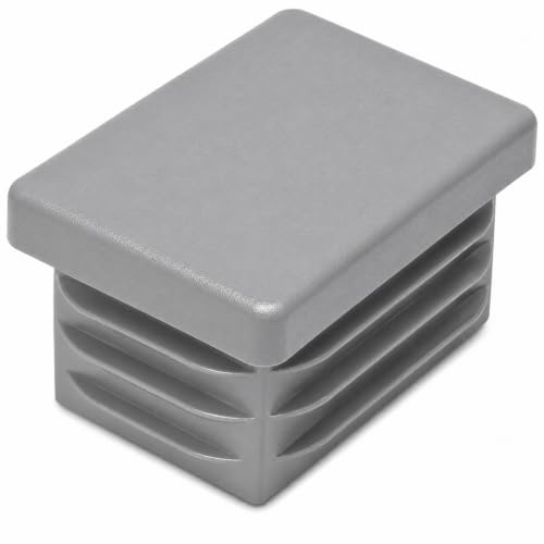 Image of (Pack of 10) Rectangular Plastic Plugs 63 /64 inch x 1-3 /8 inch (25 x 35 mm), Matt Tube Inserts, Fence Post Caps, Window Gray RAL 7040