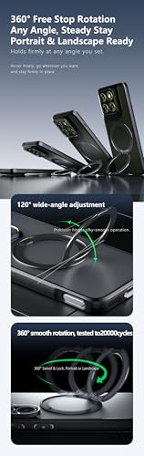 Image of Compatible with Motorola Moto G87 Case Cover,Compatible with Motorola Moto G77 5G / G67 5G XT2621-2 Built-in 360Rotating Magnetic Mount Matte Translucent Phone Protective Case Black