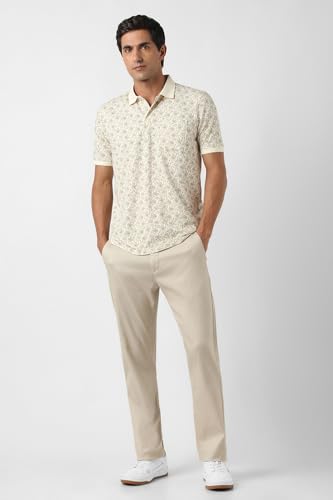 Image of Peter England Men's Cotton Abstract Floral Print Polo T-Shirt - Casual Wear | Stylish & Breathable