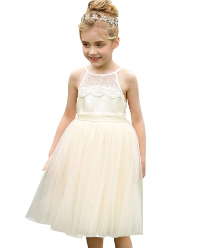 Abaowedding Lace Back Flower Girl Dress Kids Summer Wedding Birthday Hoilday Tea Party Dress2