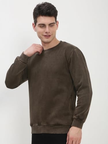 Image of SHOWOFFFF Men Solid Pullover Sweatshirt | Round Neck Full Sleeves Cotton Sweatshirt's for Mens | Slim Fit Regular Length Sweatshirts for Men's