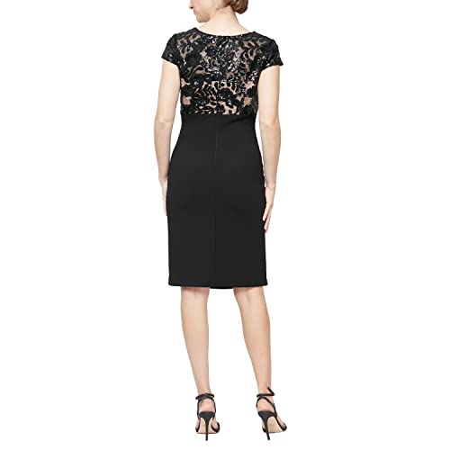 Image of Alex Evenings Women's Short Embroidered Cocktail Dress, Wedding Guest (Petite and Regular Sizes)