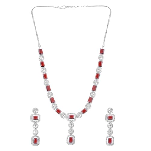 Image of Rubans American Diamond Zirconia Necklace Set Stylish Jewellery Gift for Women & Girls