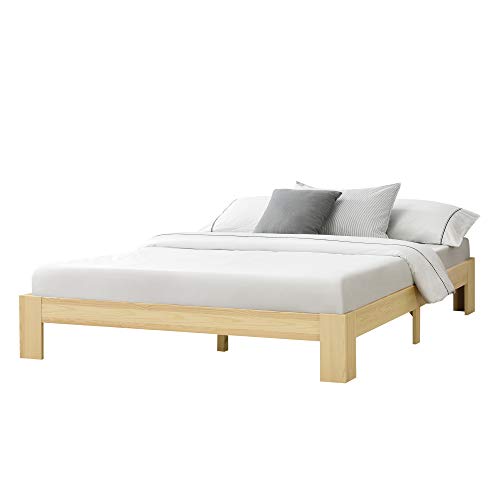 [en.casa] Cama de Pino Raisio 140 x 200 cm Cama Doble Cama de Matrimonio con Somier Capacidad de Carga 150 kg Madera Natural