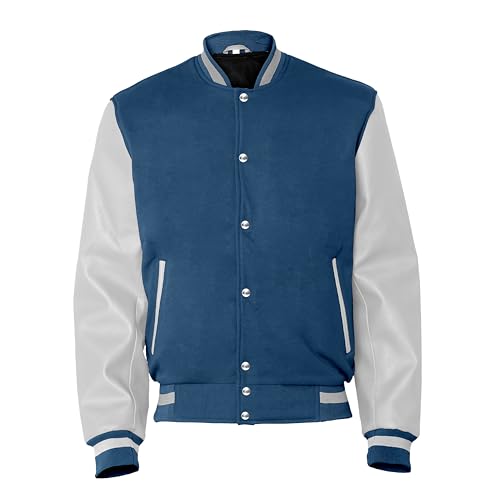 Image of Baseball Wool Letterman Varsity Faux Leather Sleeve For Men | Wool Varsity Bomber Jacket