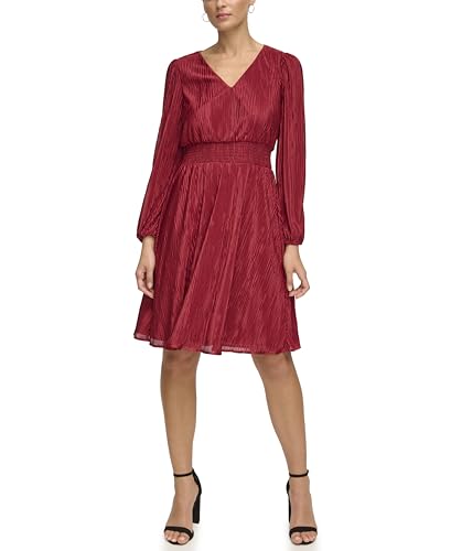 Image of Kensie Women's Balloon Sleeve Smocked Waist Mini Dress