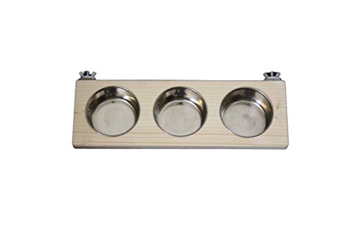 pipano 3-Fach Futternapf Sitzbrett 30 x 10 cm, 0,15 Liter für Vogelkäfig, Wellensittich, F3F3010 Cover
