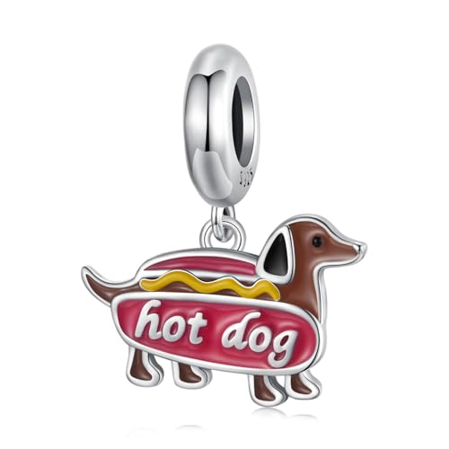 Dije colgante de perro salchicha Charm de plata esterlina 925, SCC3040