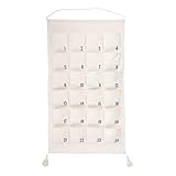 BUTLERS Adventskalender zum Befüllen XXL Baumwolle Natur inkl. Holzleiste zum Aufhängen | Weihnachtskalender 2025 -SANTA IS COMING- Stofftaschen wiederverwendbarer Wandkalender & Weihnachtsdeko